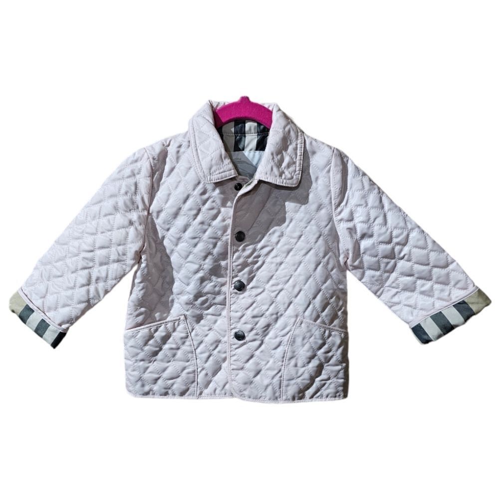BURBERRY Light Pink Quilted Toddler Jacket - Size 12M